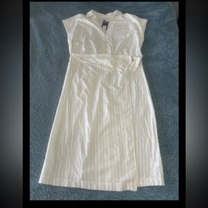 NWT Universal Thread Women’s Size XL Shirt Dress Wrap Waist MIDI Cream & White